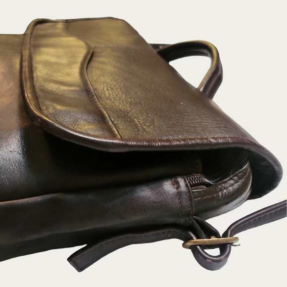 STURDY Utility BROWN Leather Professional Briefcase with Adjustable Strap EUC - Picture 4 of 15